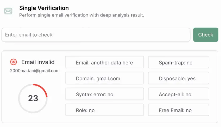 Bulkemailverifier.com Single Email Validation